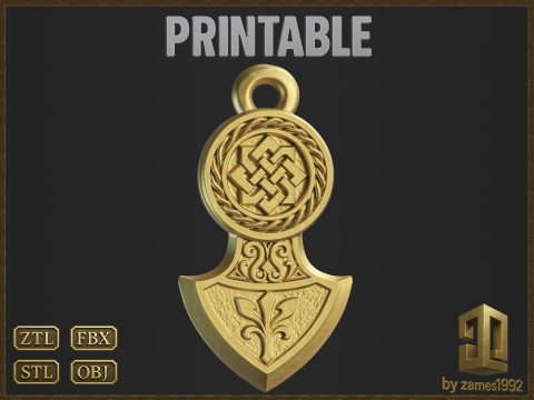 Celtic Slavic Medieval Pendant Modelo de Impressão 3D