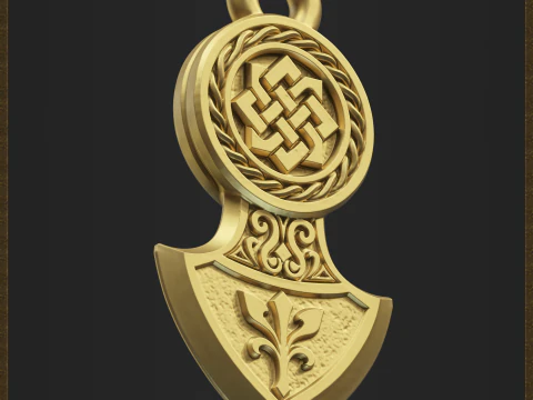 Celtic Slavic Medieval Pendant 3D Print Model
