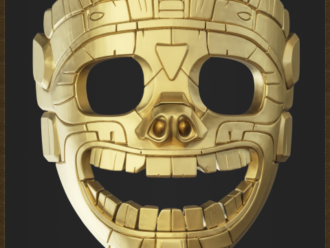 Aztec Mask Ancient Tribal Modèles 3D en vedette