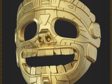 Aztec Mask Ancient Tribal Modèles 3D en vedette