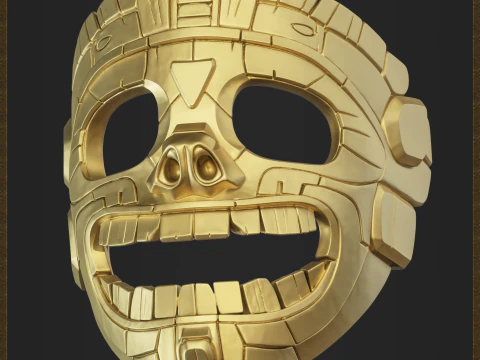 Aztec Mask Ancient Tribal 3D Print Model