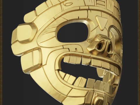 Aztec Mask Ancient Tribal Modèles 3D en vedette