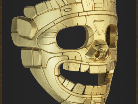 Aztec Mask Ancient Tribal Modèles 3D en vedette
