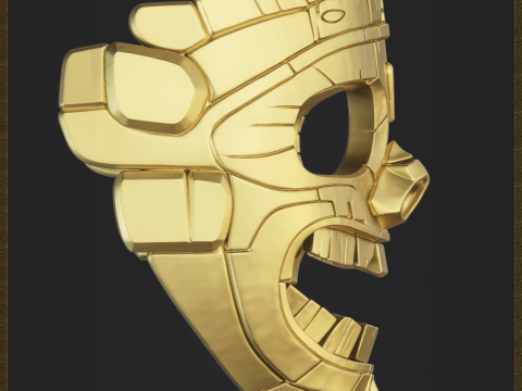 Aztec Mask Ancient Tribal Modèles 3D en vedette