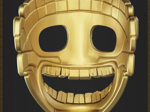 Aztec Mask Ancient Tribal Modèles 3D en vedette