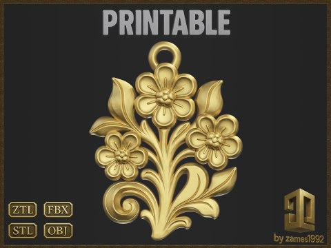 Flower Slavic Pendant Modello di stampa 3D