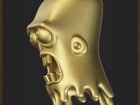 Cartoon Melting Zombie Head 3D Print Model