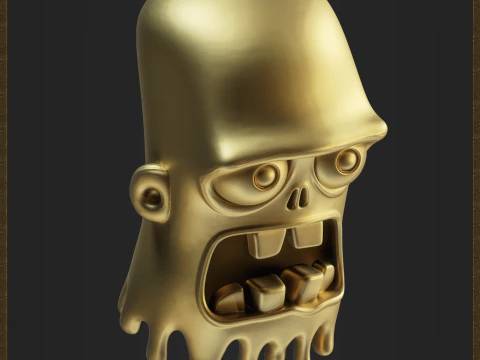 Cartoon Melting Zombie Head 3D Print Model