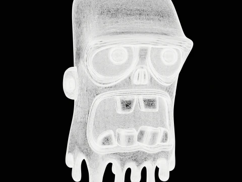 Cartoon Melting Zombie Head 3D Print Model