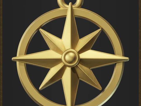 Nautical Compass Pendant 3D Print Model