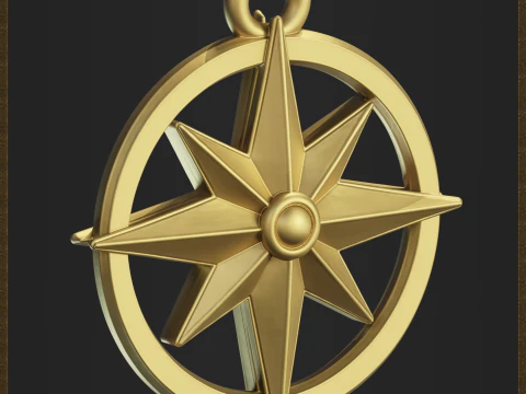 Nautical Compass Pendant 3D Print Model