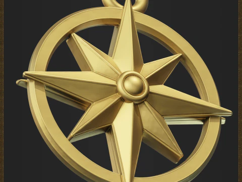 Nautical Compass Pendant 3D Print Model