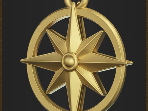 Nautical Compass Pendant 3D Print Model