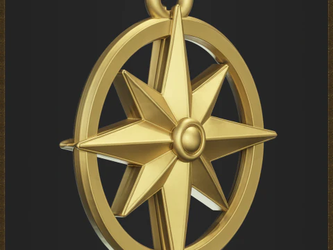 Nautical Compass Pendant 3D Print Model