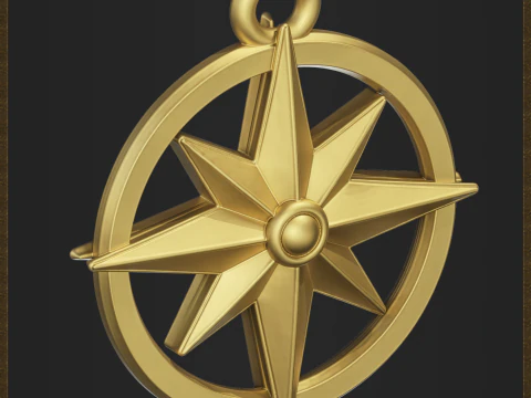Nautical Compass Pendant 3D Print Model