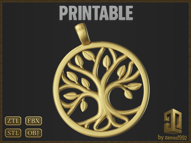 Life Tree Pendant 3D Print Model .c4d .max .obj .3ds .fbx .stl .blend