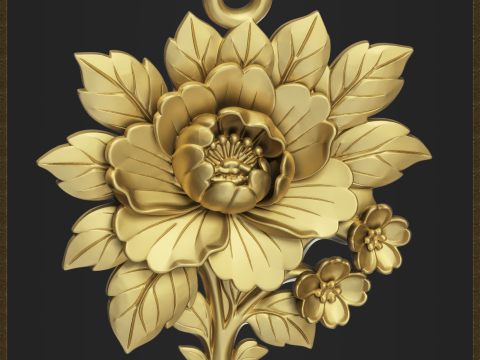 Elegant Floral Pendant 3D Принт Модель