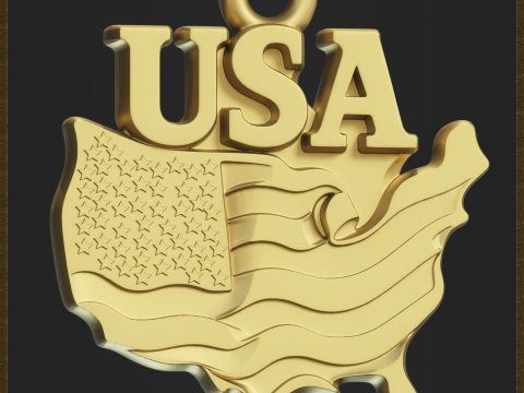 USA Flag Map Pendant Modello di stampa 3D