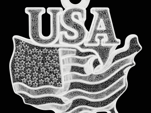 USA Flag Map Pendant Modello di stampa 3D