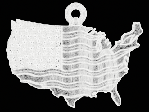 USA Flag Map Pendant 3Dプリントモデル