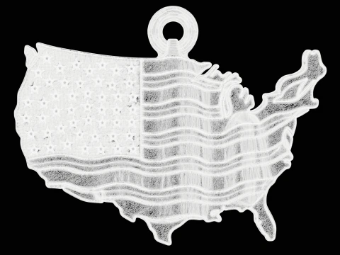 USA Flag Map Pendant 3D Print Model