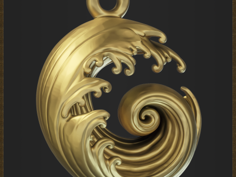 Ocean Wave Pendant - Elegant Swirl 3D Baskı Modeli