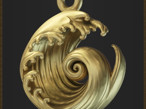 Ocean Wave Pendant - Elegant Swirl 3D Baskı Modeli