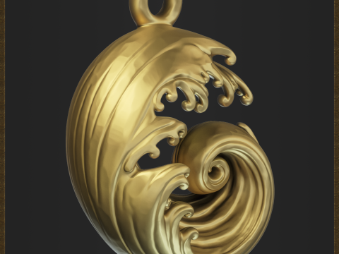 Ocean Wave Pendant - Elegant Swirl 3D Baskı Modeli