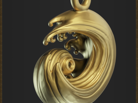 Ocean Wave Pendant - Elegant Swirl 3D Baskı Modeli