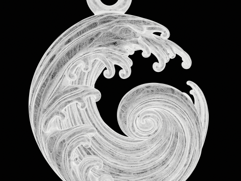 Ocean Wave Pendant - Elegant Swirl 3D Baskı Modeli