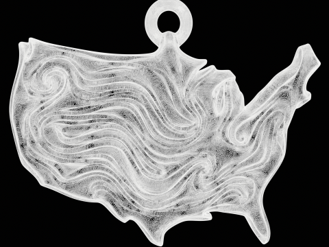 USA Pendant - Abstract Wave Relief 3D 프린트 모델