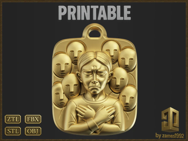 Ciondolo emotivo piangente Modello di stampa 3D .c4d .max .obj .3ds .fbx .stl .blend 