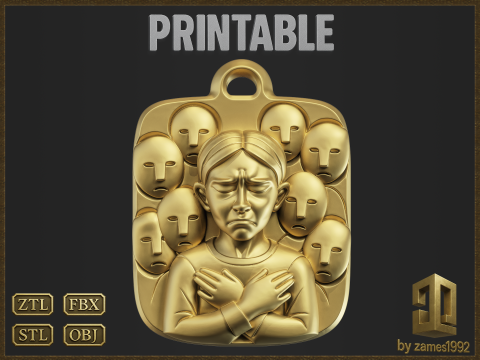 Crying Emotional Pendant 3D Print Model