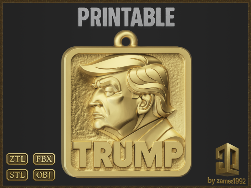 Pendant Political Jewelry 3D Print Model .c4d .max .obj .3ds .fbx .stl .blend 