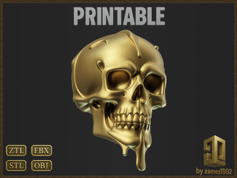 Dripping Gold Skull 3D प्रिंट मॉडल