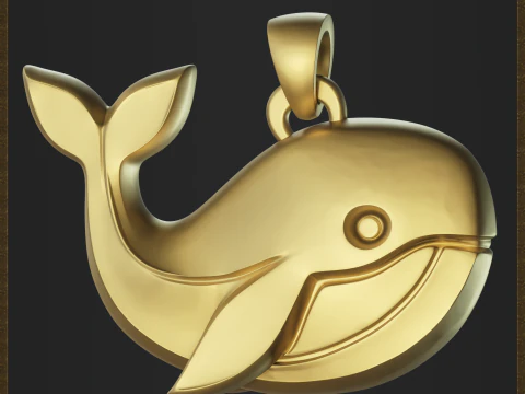 Stylized Whale Jewelry 3D Print Model