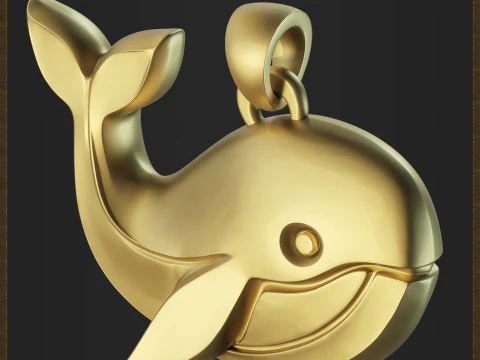 Stylized Whale Jewelry 3D Print Model