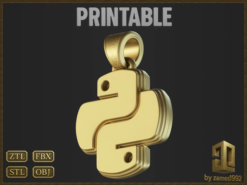 Python programmeerhanger 3D printmodel .c4d .max .obj .3ds .fbx .stl .blend 