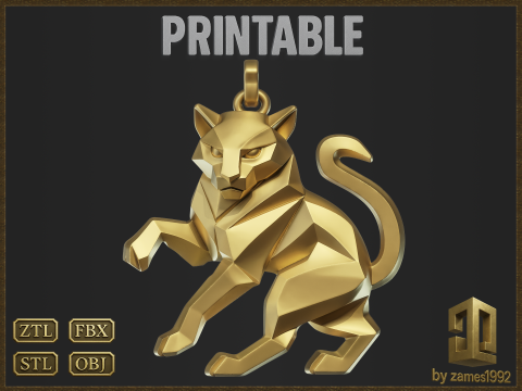 Stylized Tiger Jewelry Charm Modelo de Impressão 3D