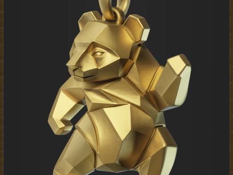 Polygonal Panda Jewelry 3D Print Model