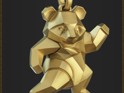 Polygonal Panda Jewelry 3D Print Model