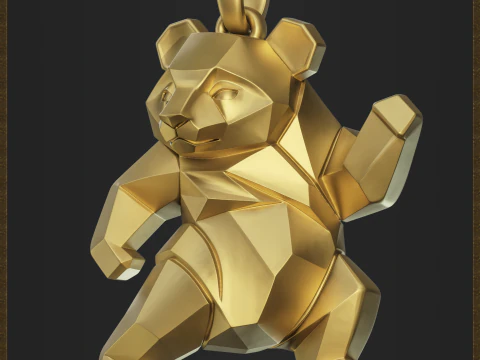 Polygonal Panda Jewelry 3D Print Model