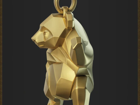 Polygonal Panda Jewelry 3D Print Model