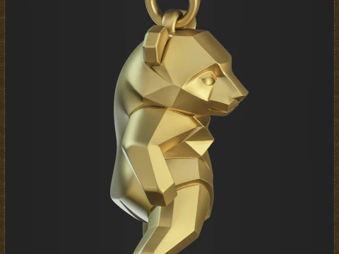 Polygonal Panda Jewelry 3D Print Model