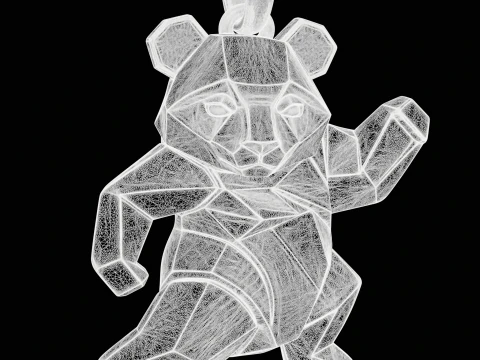 Polygonal Panda Jewelry 3D Print Model