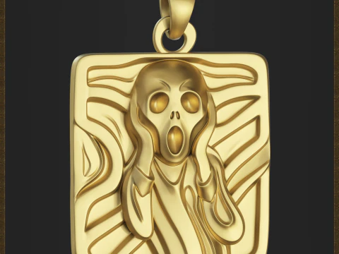 Abstract Scream Pendant 3D Print Model