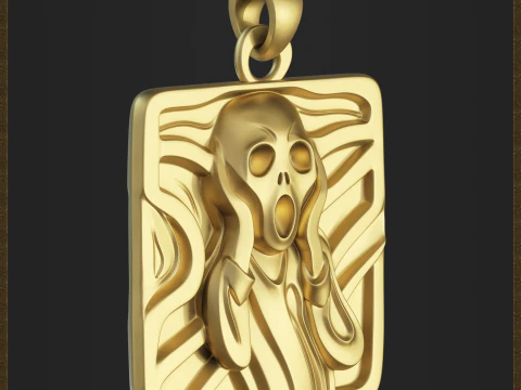 Abstract Scream Pendant 3D Print Model