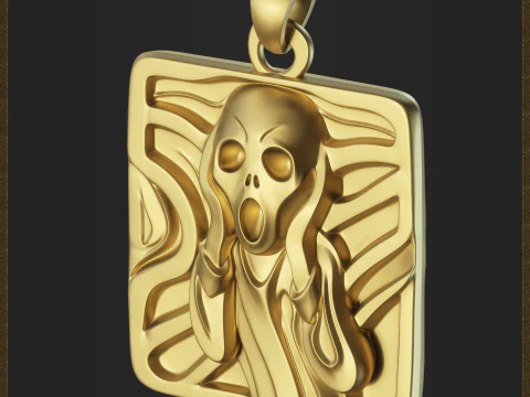 Abstract Scream Pendant 3D Print Model