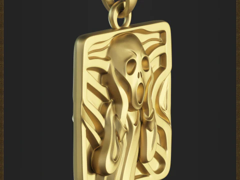 Abstract Scream Pendant 3D Print Model