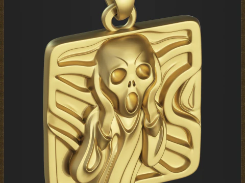 Abstract Scream Pendant 3D Print Model